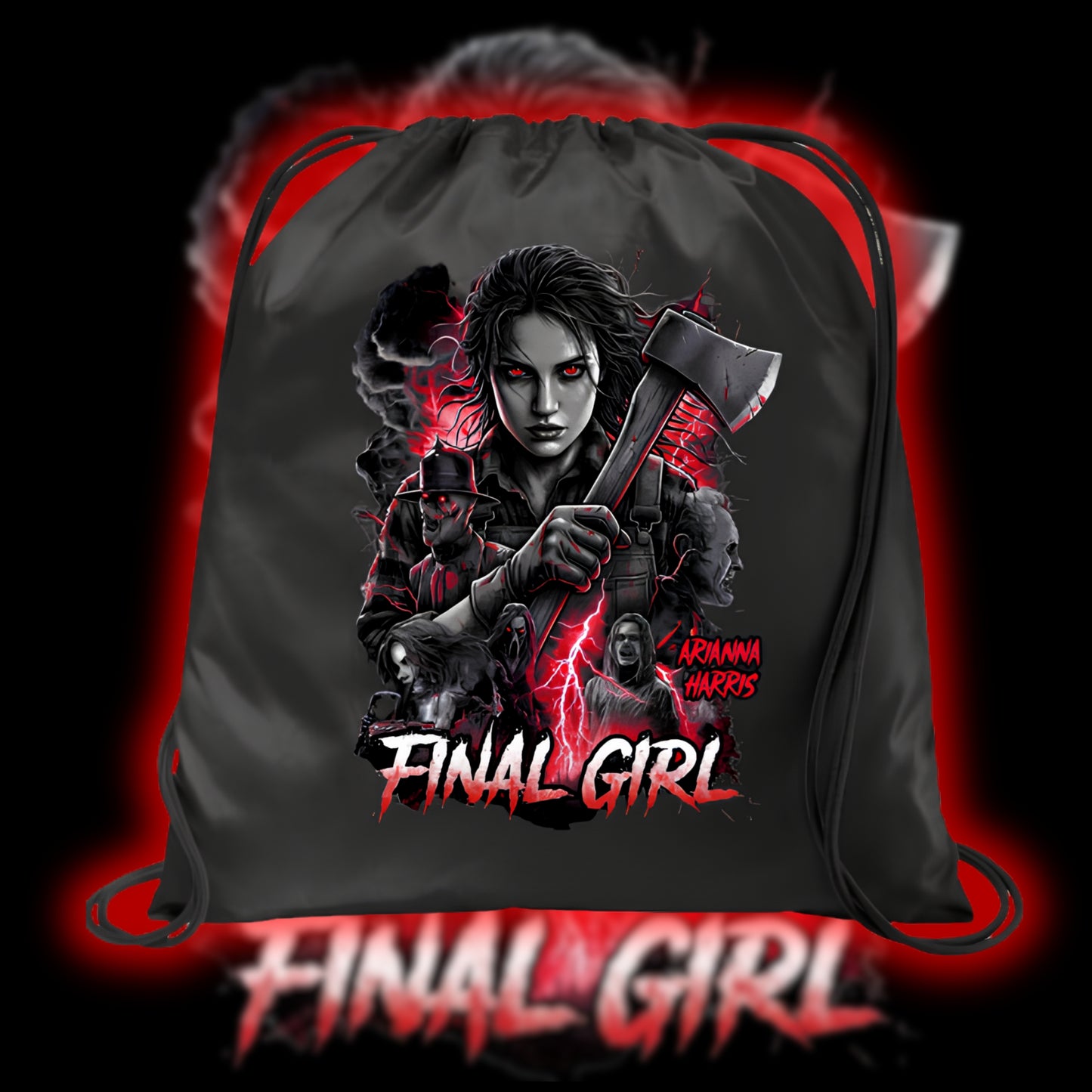 FINAL GIRL"REBORN" ARIANNA HARRIS SHIRT DRAWSTRING BAG