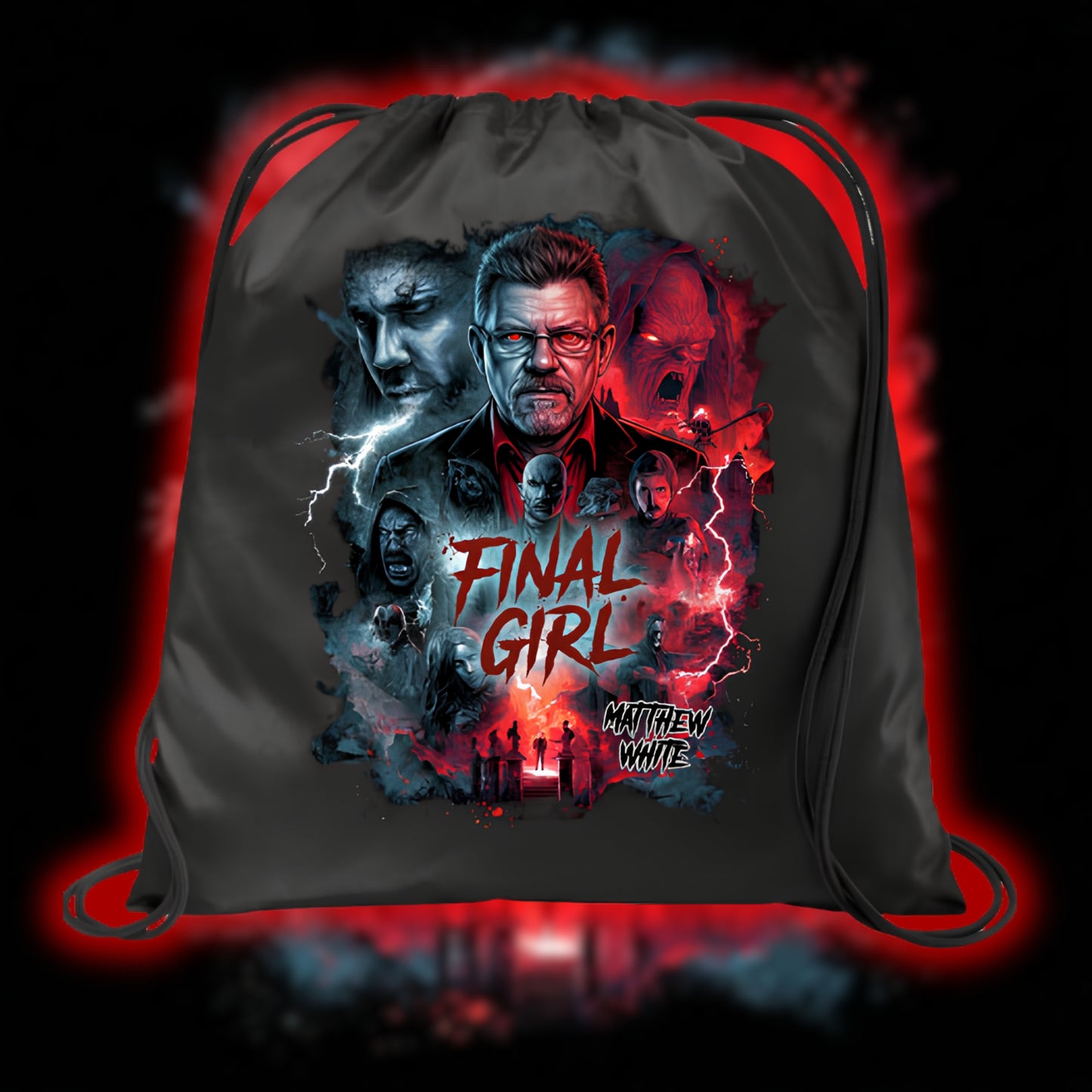 FINAL GIRL "REBORN" MATTHEW WHITE DRAWSTRING BAG