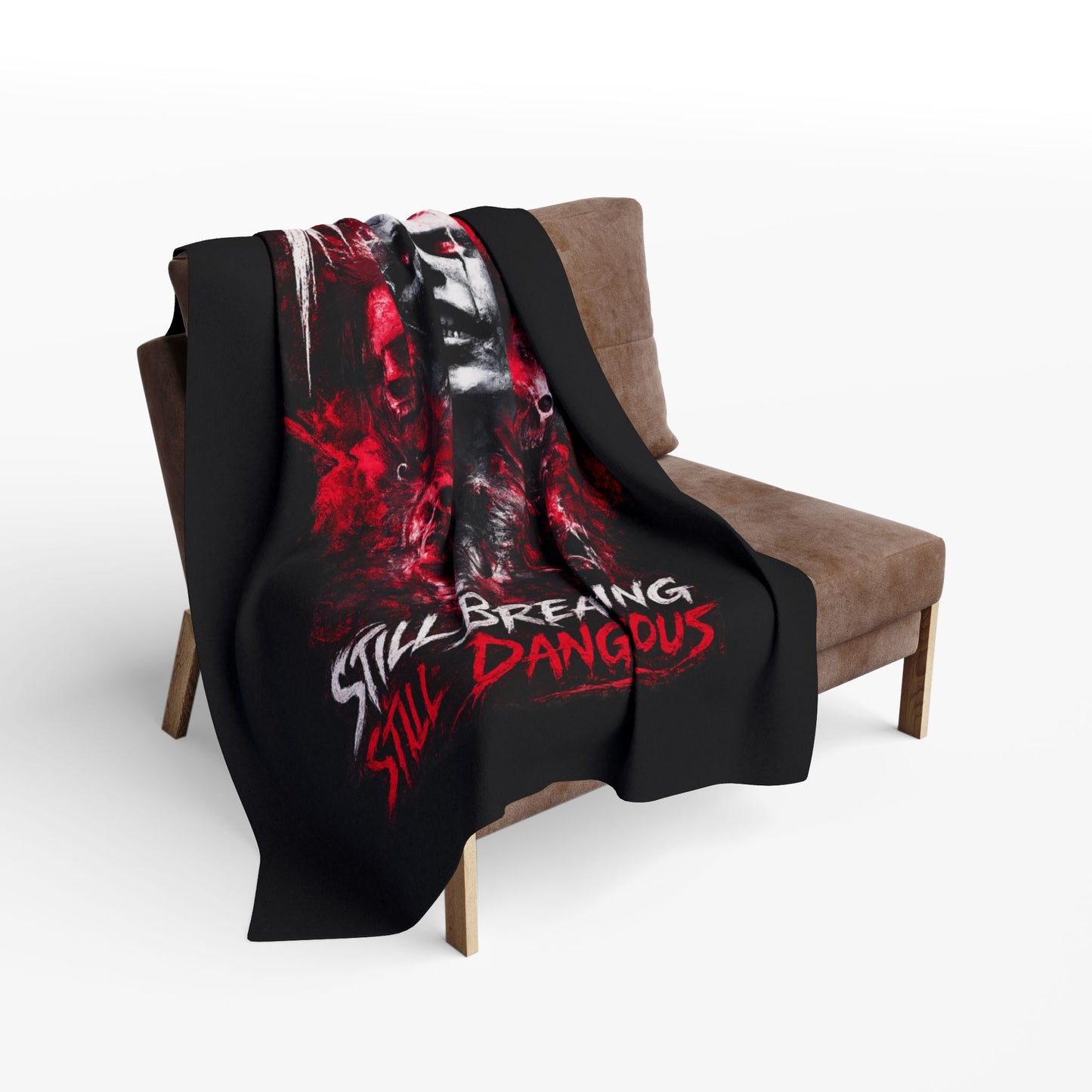 Final Girl Fleece Blanket — "Still Breathing, Still Dangerous" Horror Throw