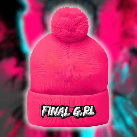 PINK FINAL GIRL Pom-Pom Beanie