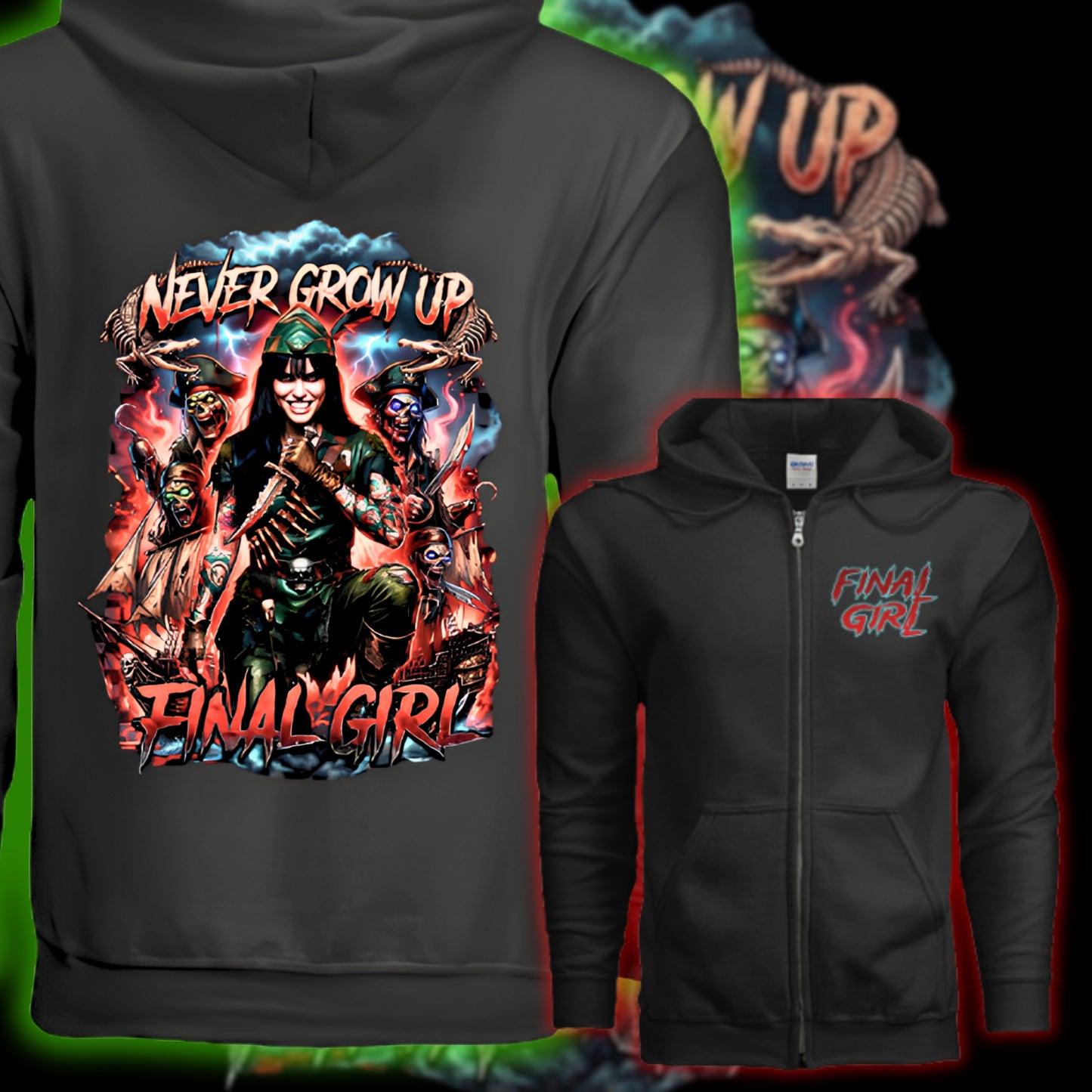 FINAL GIRL "NEVER GROW UP" ZIP UP HOODIE